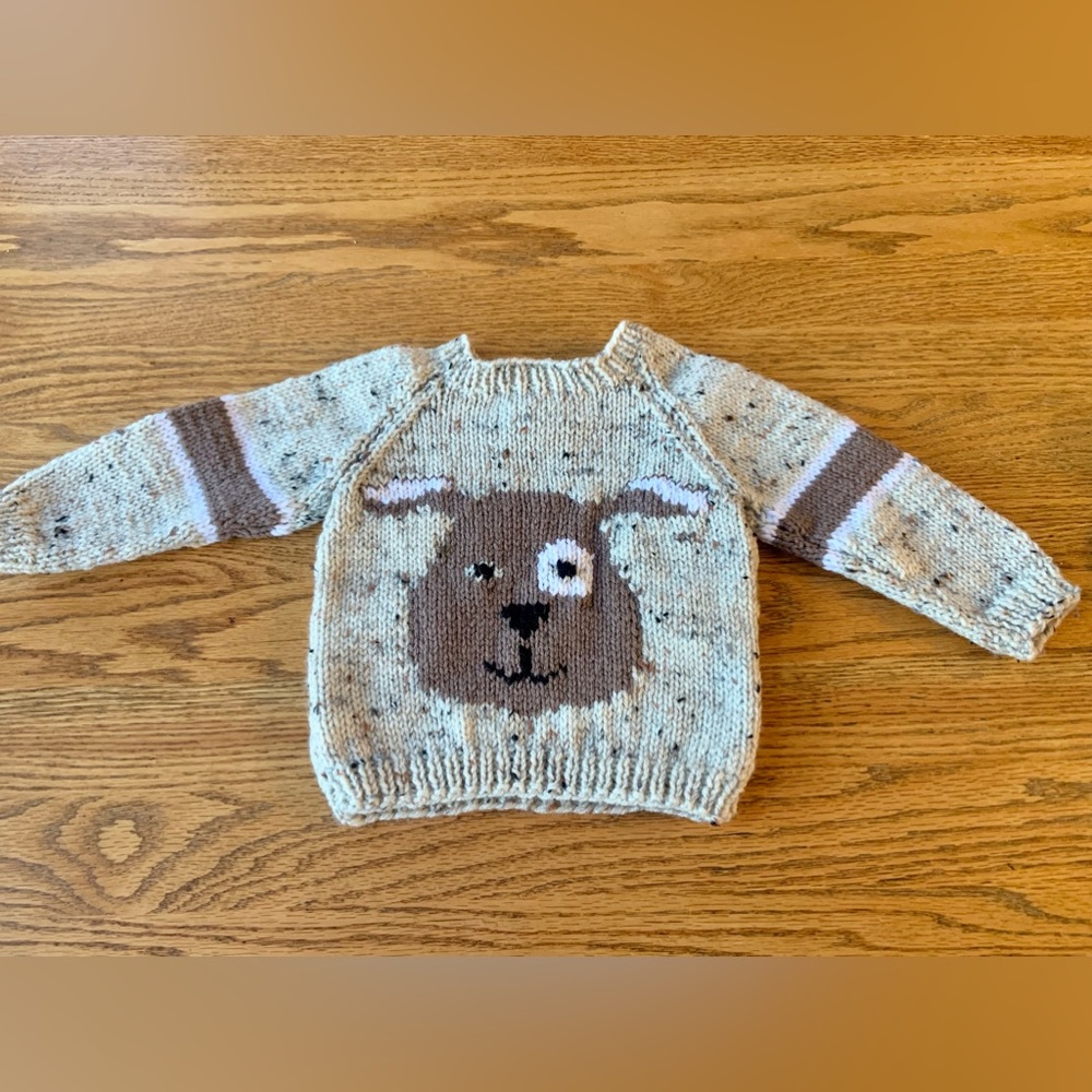 New Hand-knit Baby Sweater with Puppy
